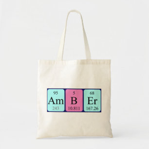 Amber periodic table name tote bag