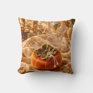 Amber Persimmon Golden Floral Still Life Cushion