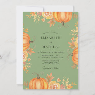 Amber Pumpkin Harvest Eucalyptus Wedding Invitation