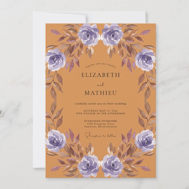 Amber Purple Painted Wedding Invitation (Front)