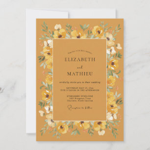 Amber Radiant Floral Wedding Invitation