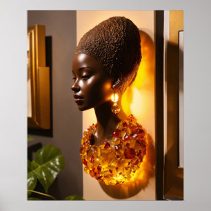 Amber Resin Sculpture – Elegant Wall Sconce Poster