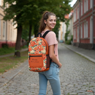 Amber Romance Rose & Apricot Printed Backpack