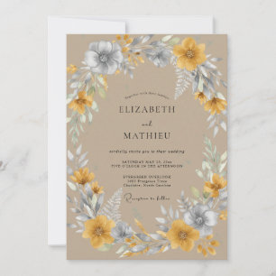 Amber Rustic Botanical Wedding Invitation