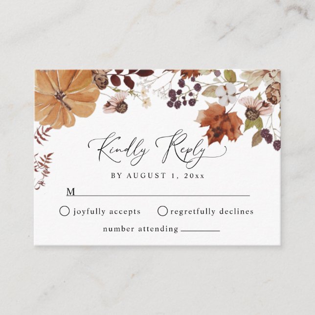 AMBER rustic fall pumpkin RSVP card (Front)
