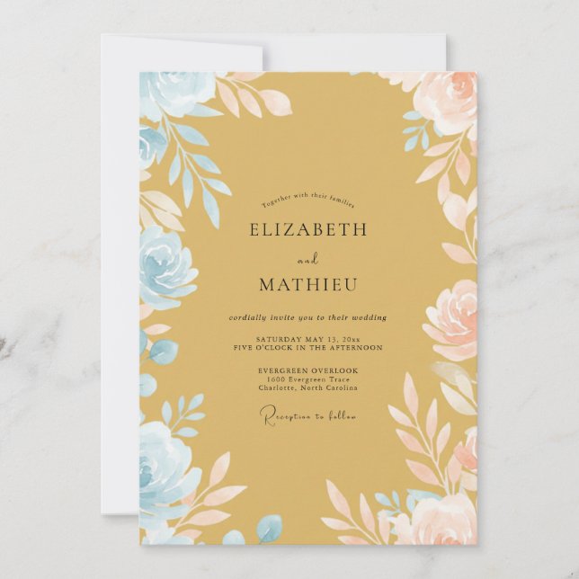 Amber Sky Leafy Wedding Invitation (Front)