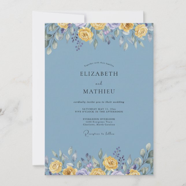 Amber Slate Wildflower Wedding Invitation (Front)