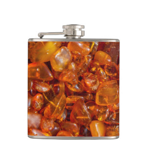 Amber stones hip flask