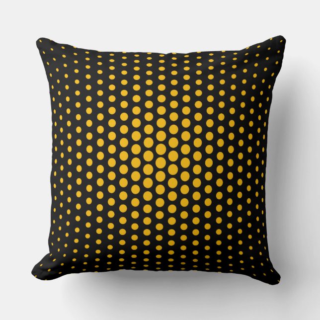 Amber Techno Dots Modern Black Cushion (Front)
