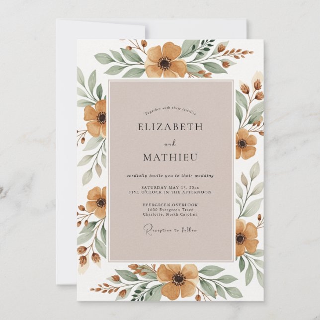 Amber Warm Woodland Wedding Invitation (Front)