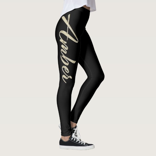 Amber white Handwriting trousers Leggings (Right)