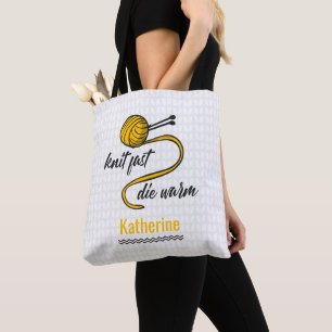 Amber Yellow Knit Fast, Die Warm Tote Bag
