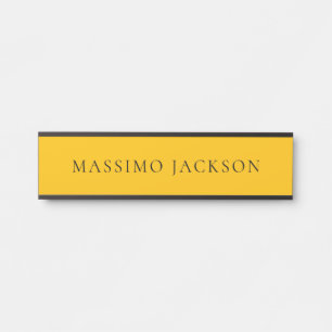 Amber Yellow Minimalist Plain Modern Aesthetic Door Sign