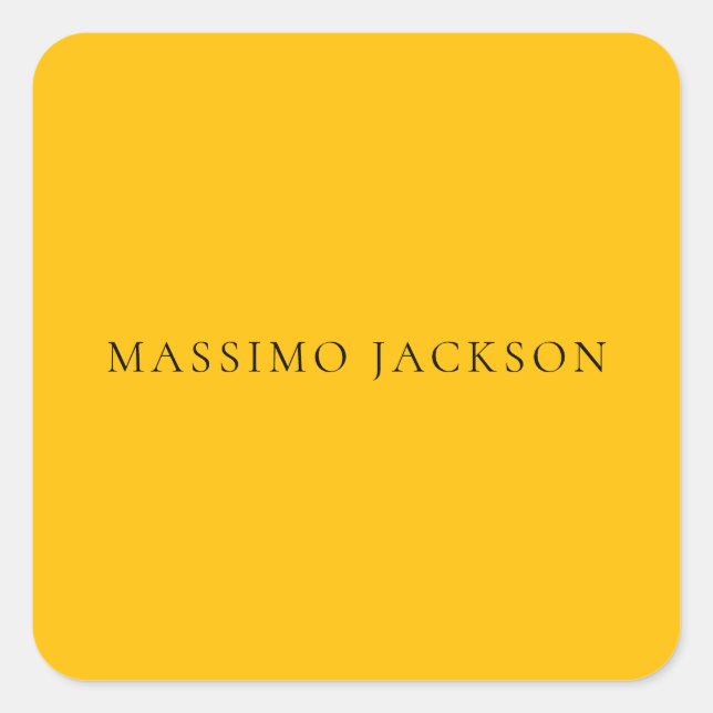 Amber Yellow Minimalist Plain Modern Aesthetic Square Sticker (Front)