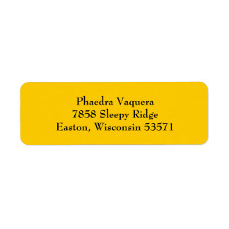 Amber Yellow Simple Plain Return Address Labels
