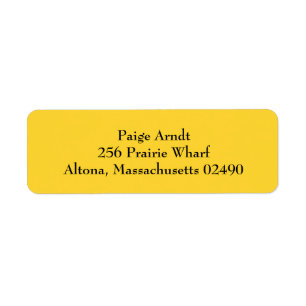 Amber Yellow Simple Plain Return Address Labels