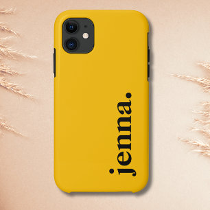 Amber Yellow Solid Colour Elegant Name  Case-Mate iPhone Case