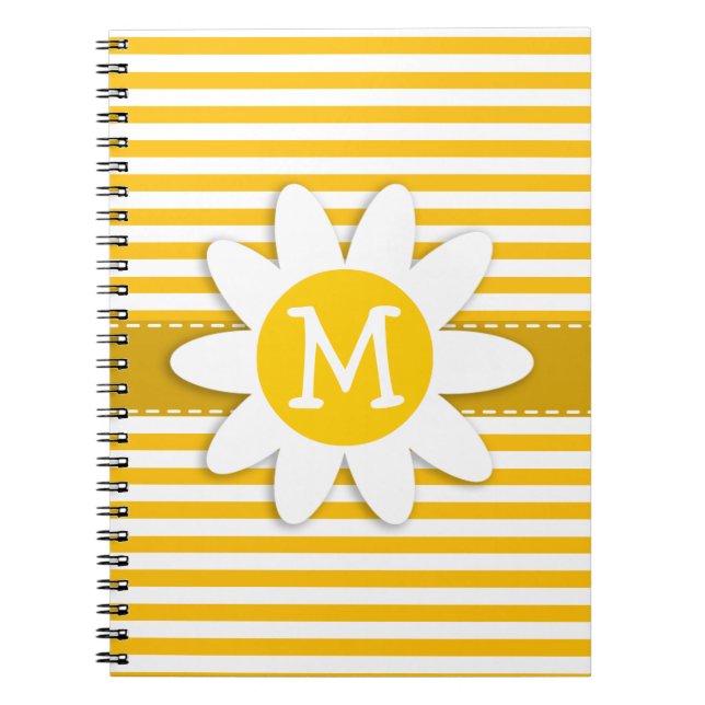 Amber Yellow Stripes; Daisy Spiral Notebook (Front)