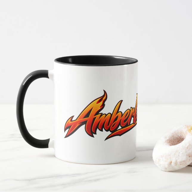 Amberlicious Fire Penguin Sunglasses Funny Mug (With Donut)