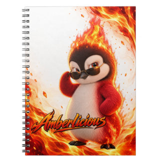 Amberlicious Fire Penguin Sunglasses Funny Notebook