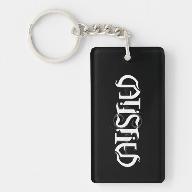 Ambigram Keychain "SATISFIED" (Front)