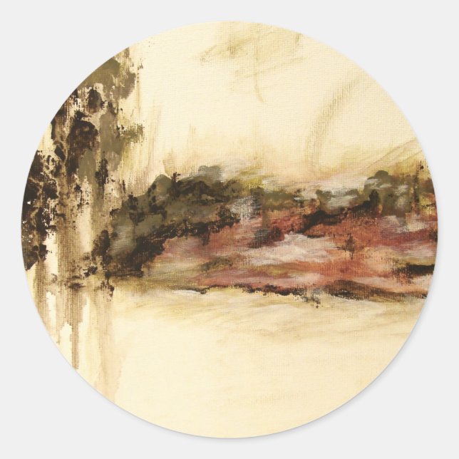 Ambiguous, Abstract Landscape Art Drips Painting Classic Round Sticker (Front)