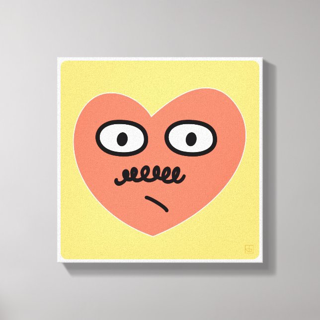 Ambiguous Emotion Heart - With Moustache Canvas Print (Front)