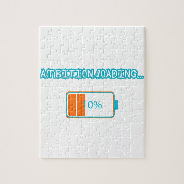 Ambition Loading… 10% | Motivational Battery Low F Jigsaw Puzzle (Vertical)