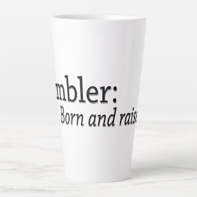 Ambler Born and Raised Latte Mug (Front)