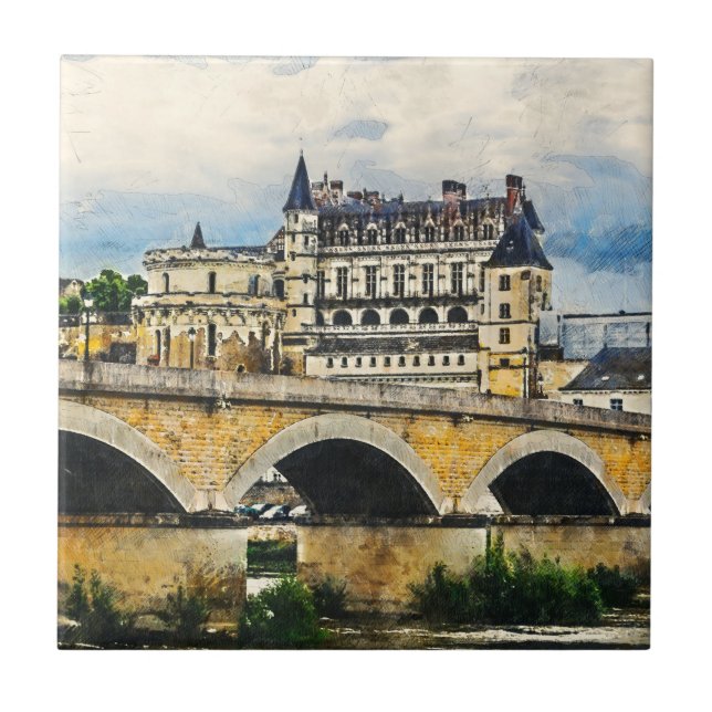 Amboise Castle in Loire Valley, France Tile (Front)