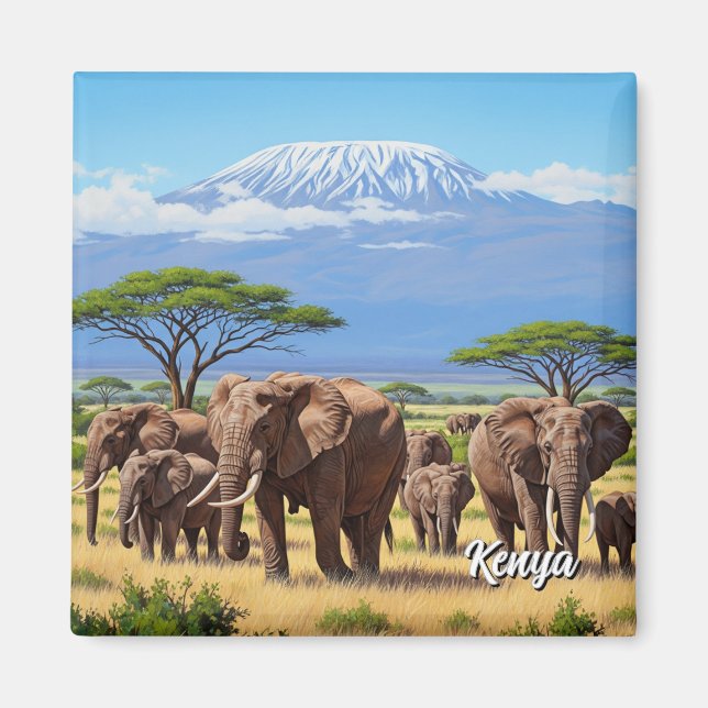 Amboseli National Park Kenya Elephants Magnet (Front)