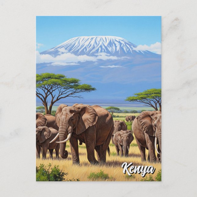 Amboseli National Park Kenya Elephants Postcard (Front)