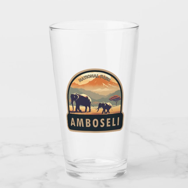 Amboseli National Park Kenya Travel Art Vintage Glass (Front)