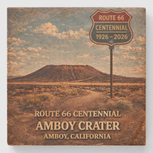 Amboy Crater Route 66 Barware Desert Decor Stone Coaster