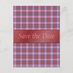 Ambrosia Plaid Customisable Save The Date Postcard