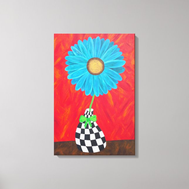 Ambrosino Art Blue Flower Vase Wall Canvas Print (Front)