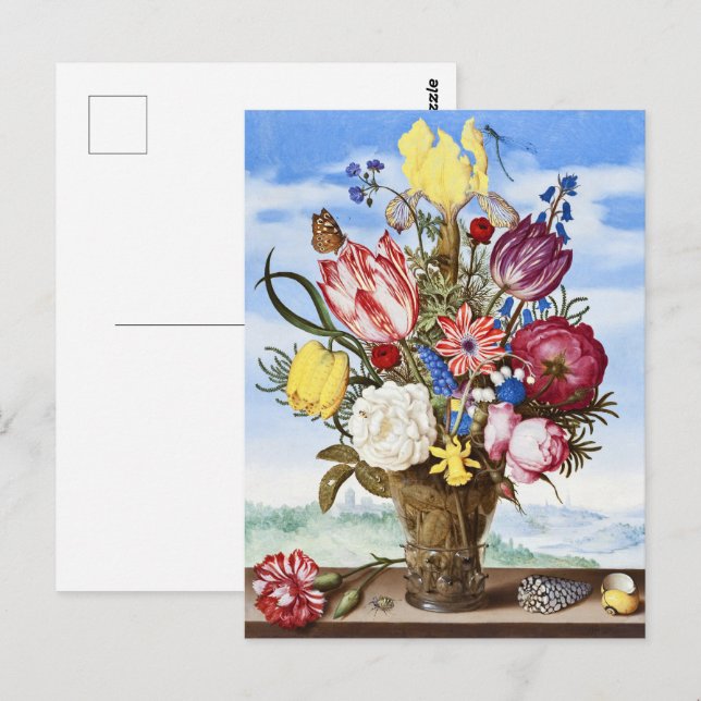 Ambrosius Bosschaert Bouquet of Flowers on a Ledge Postcard (Front/Back)