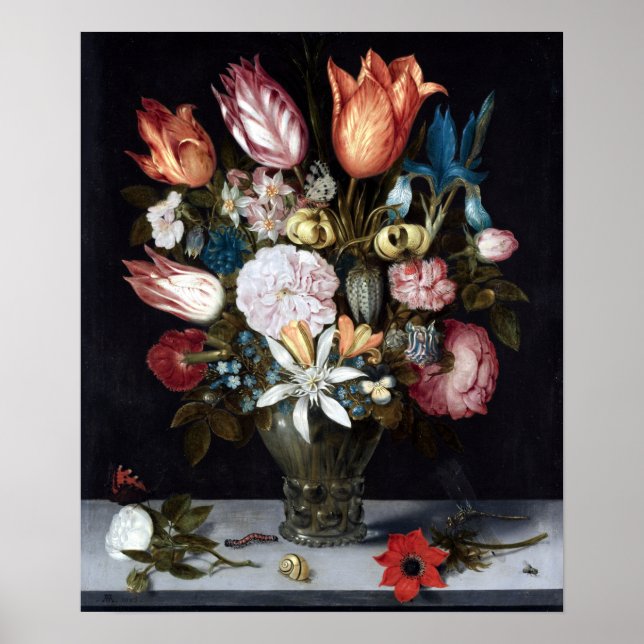 Ambrosius Bosschaert Flowers in a Glass Poster (Front)