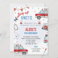 Ambulance Birthday Invite First Responder Medic