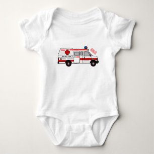 Ambulance cartoon illustration baby bodysuit