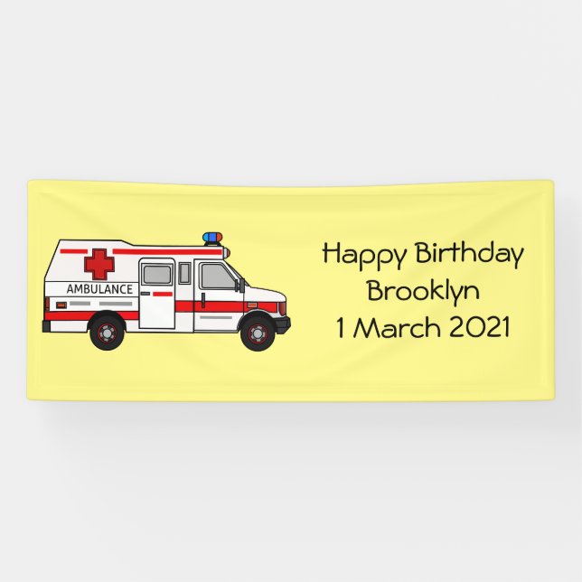 Ambulance cartoon illustration banner (Horizontal)