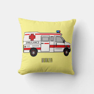Ambulance cartoon illustration cushion