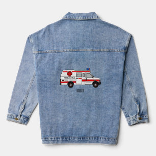 Ambulance cartoon illustration denim jacket