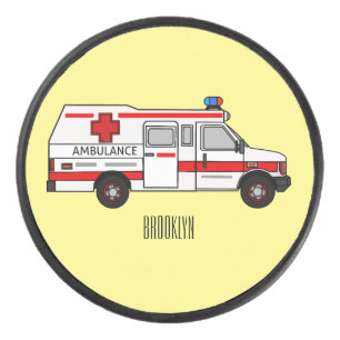 Ambulance cartoon illustration hockey puck