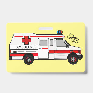 Ambulance cartoon illustration ID badge