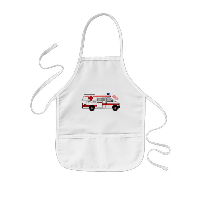 Ambulance cartoon illustration kids apron (Front)