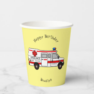 Ambulance cartoon illustration paper cups