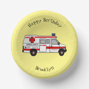 Ambulance cartoon illustration paper plate