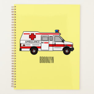 Ambulance cartoon illustration planner
