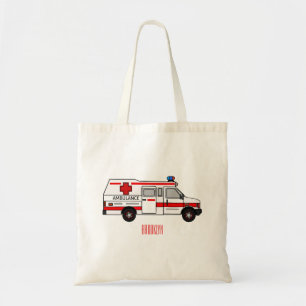 Ambulance cartoon illustration tote bag